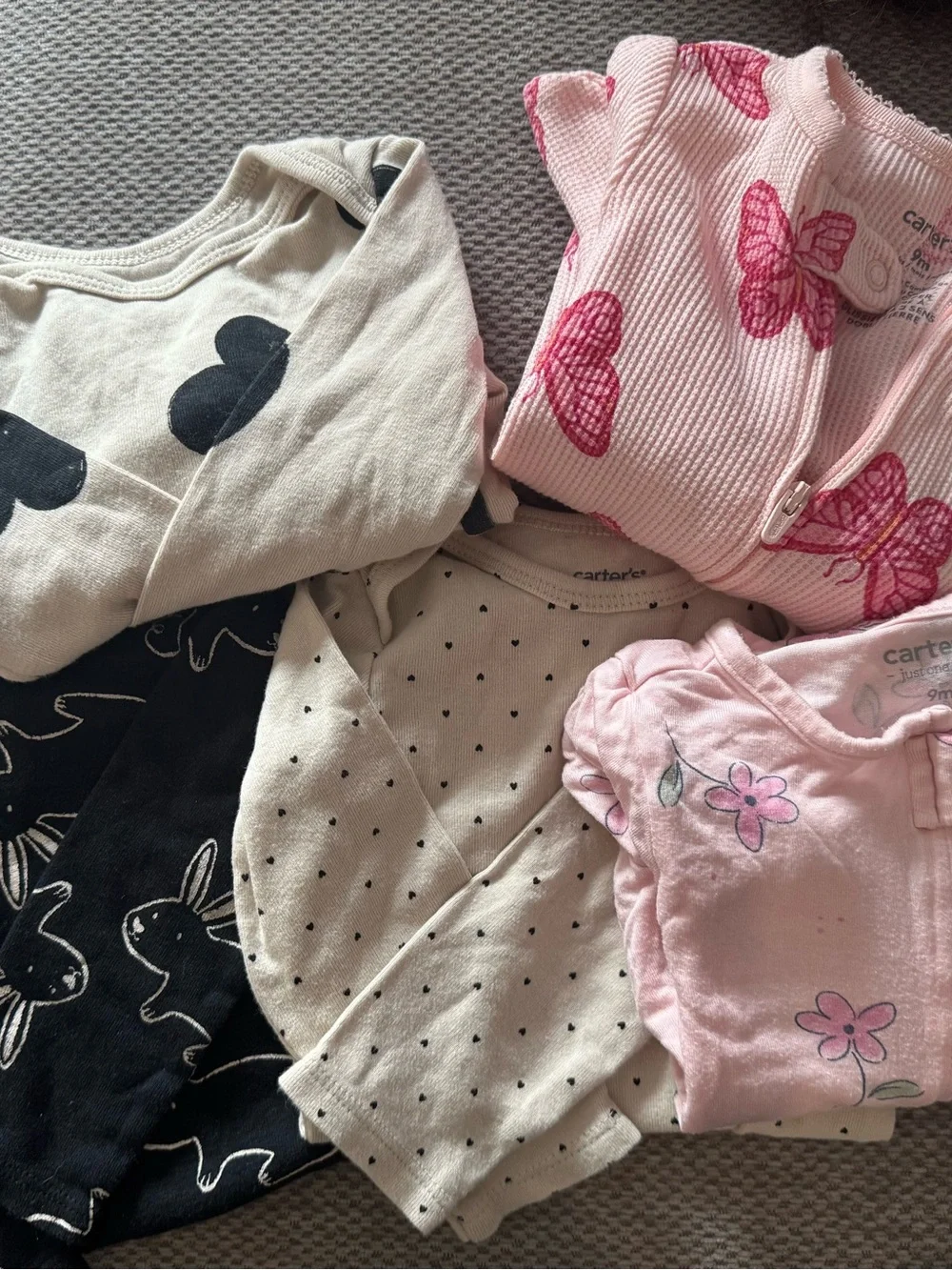 Carter's Pink Butterfly & Floral Sleepwear Mix - Pink, Cream, Black